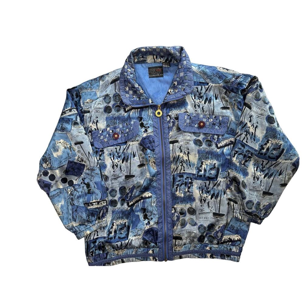 Mureli Blue Full Zip Jacket 100% SIlk Blue Small